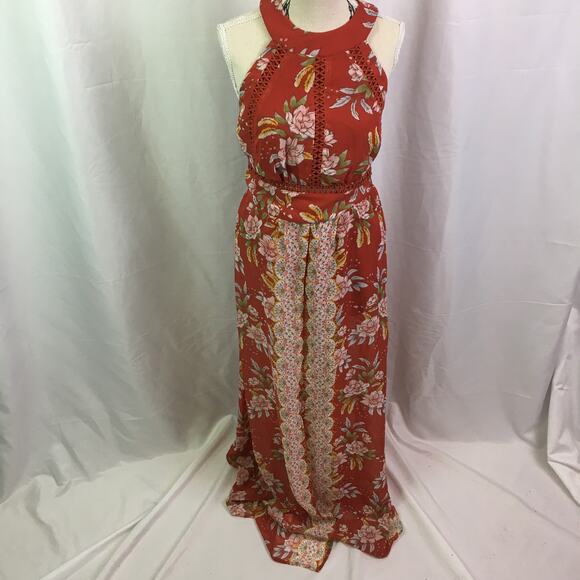 City Triangles Halter Dress Rust Teagreen XS - Picture 2 of 14